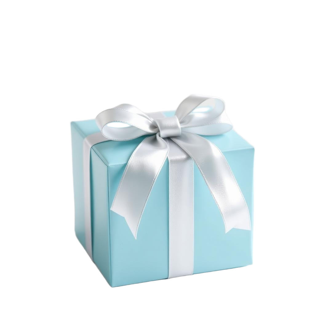 Blush gift box with silver bow and roses